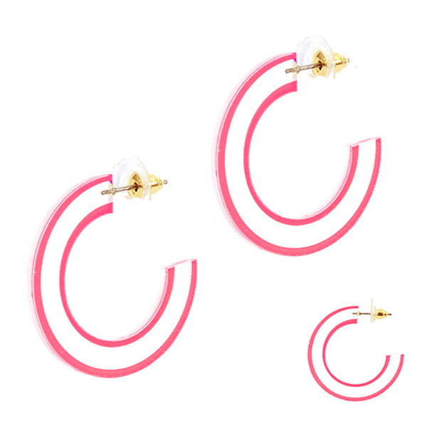 Skinny Lucite Hoop Earrings - Pink – Marissa Collections